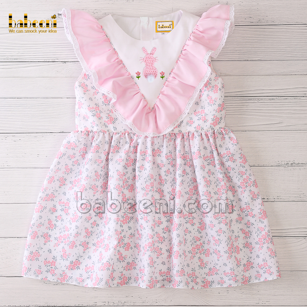 Lovely rabbit embroidery dress for little girls - DR 3155